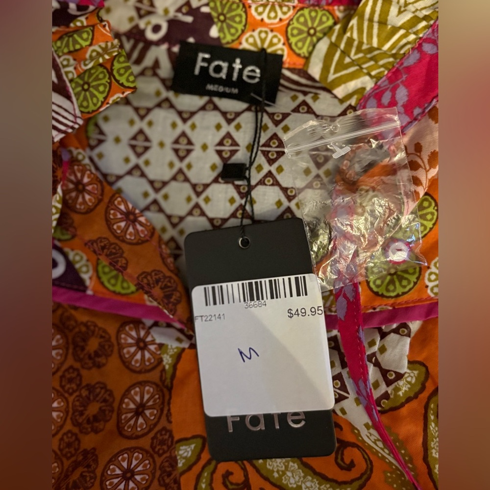 Fate Multicolor Patchwork Blouse NWT - image 5